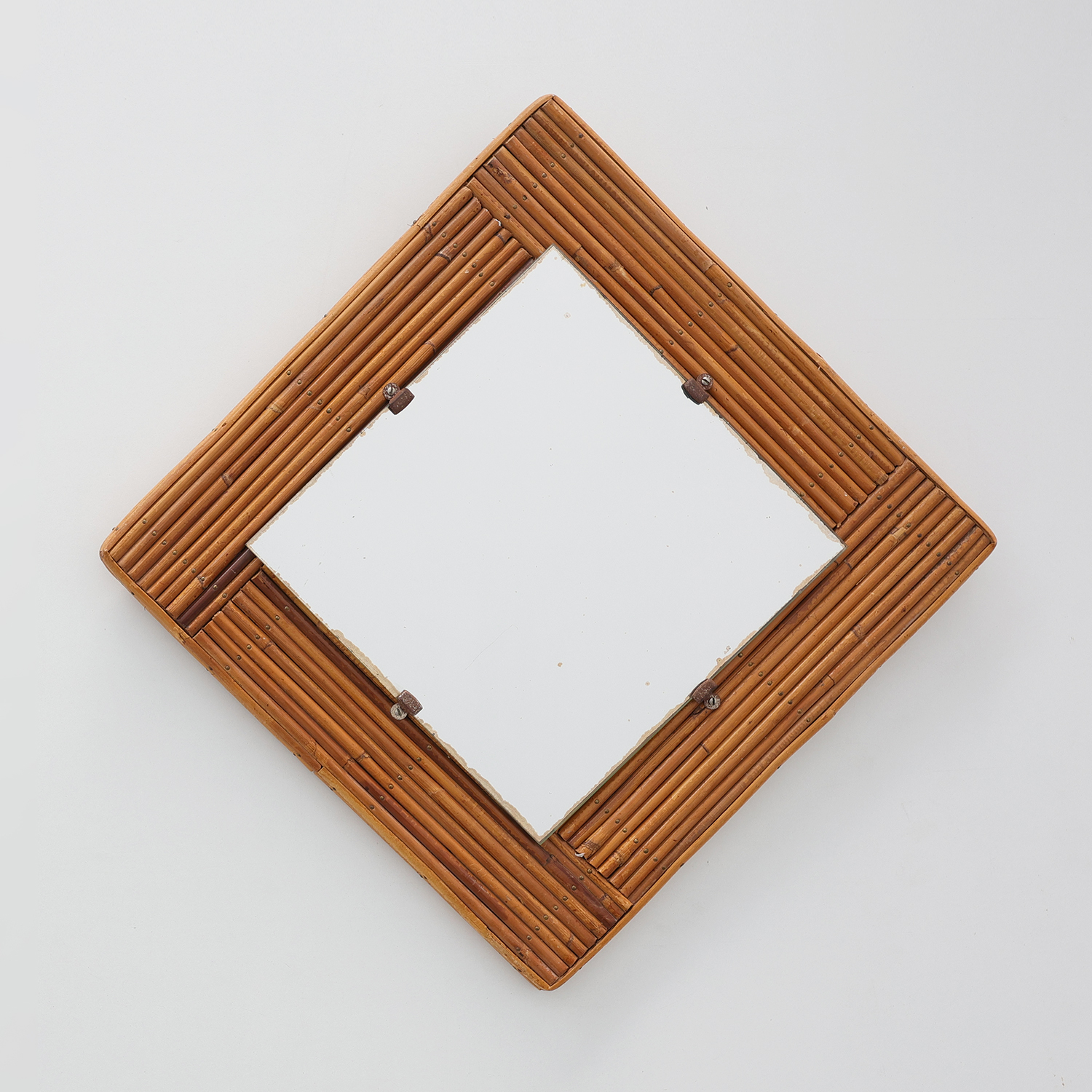 Mid century Square rattan mirror, France, 1960s-img